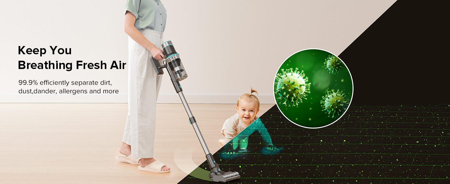 Belife V11 Cordless Stick Vacuum Cleaner, 25Kpa 380W Brushless Motor U