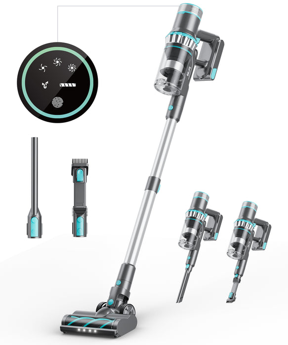 Belife BVC11A Cordless Vacuum Cleaner Blue Wireless Rechargeable Stick Vacuum Max 40mins Runtime Powerful Brushless Motor & LED Touch Display