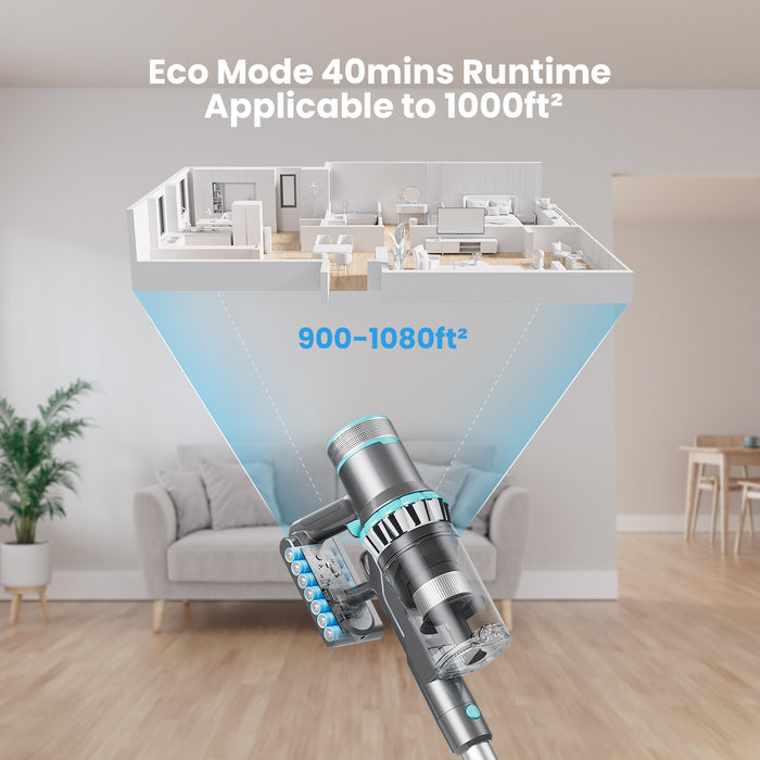 Belife BVC11A Cordless Vacuum Cleaner Blue Wireless Rechargeable Stick Vacuum Max 40mins Runtime Powerful Brushless Motor & LED Touch Display